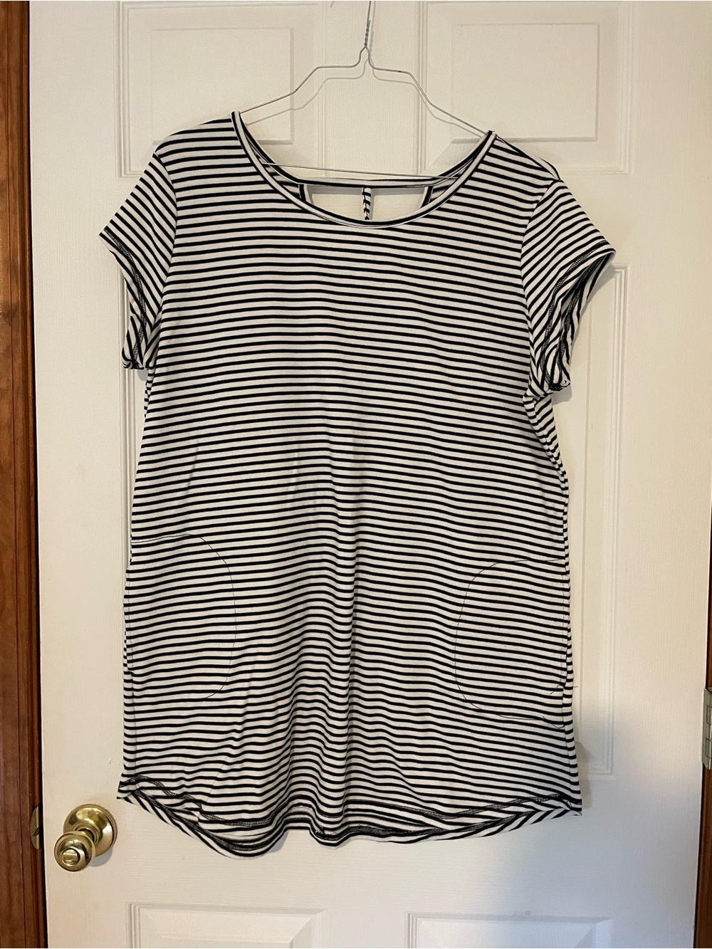 Ideology Black and White Striped Short Sleeve Tunic